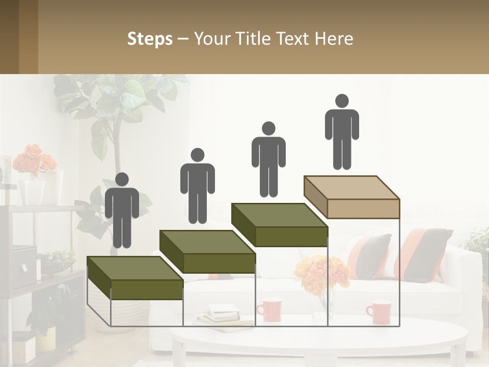 A Living Room With A White Couch And A Coffee Table PowerPoint Template