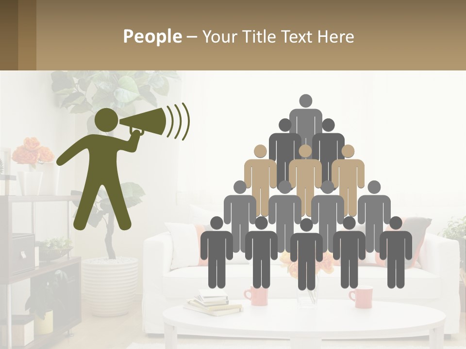 A Living Room With A White Couch And A Coffee Table PowerPoint Template