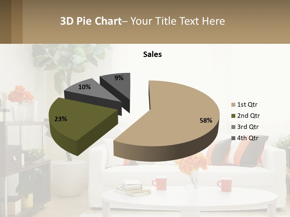 A Living Room With A White Couch And A Coffee Table PowerPoint Template