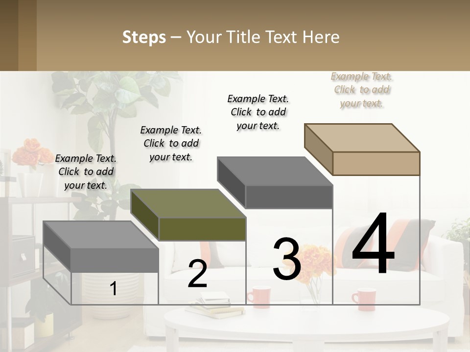 A Living Room With A White Couch And A Coffee Table PowerPoint Template