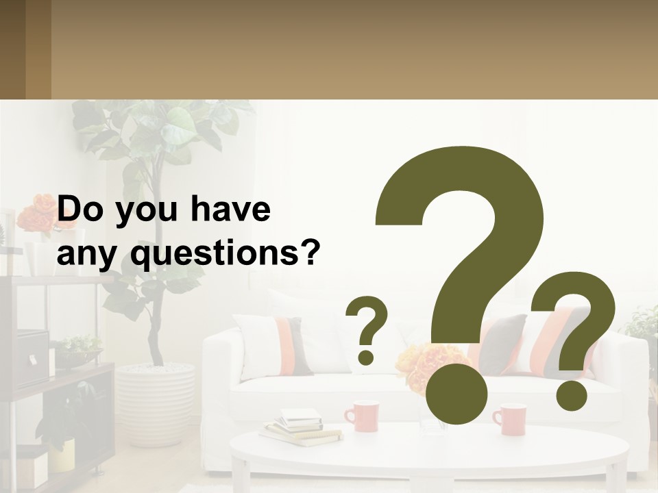 A Living Room With A White Couch And A Coffee Table PowerPoint Template