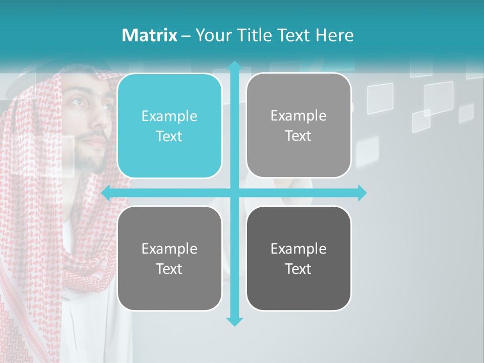 A Man In A Headscarf Is Pointing To A Screen PowerPoint Template