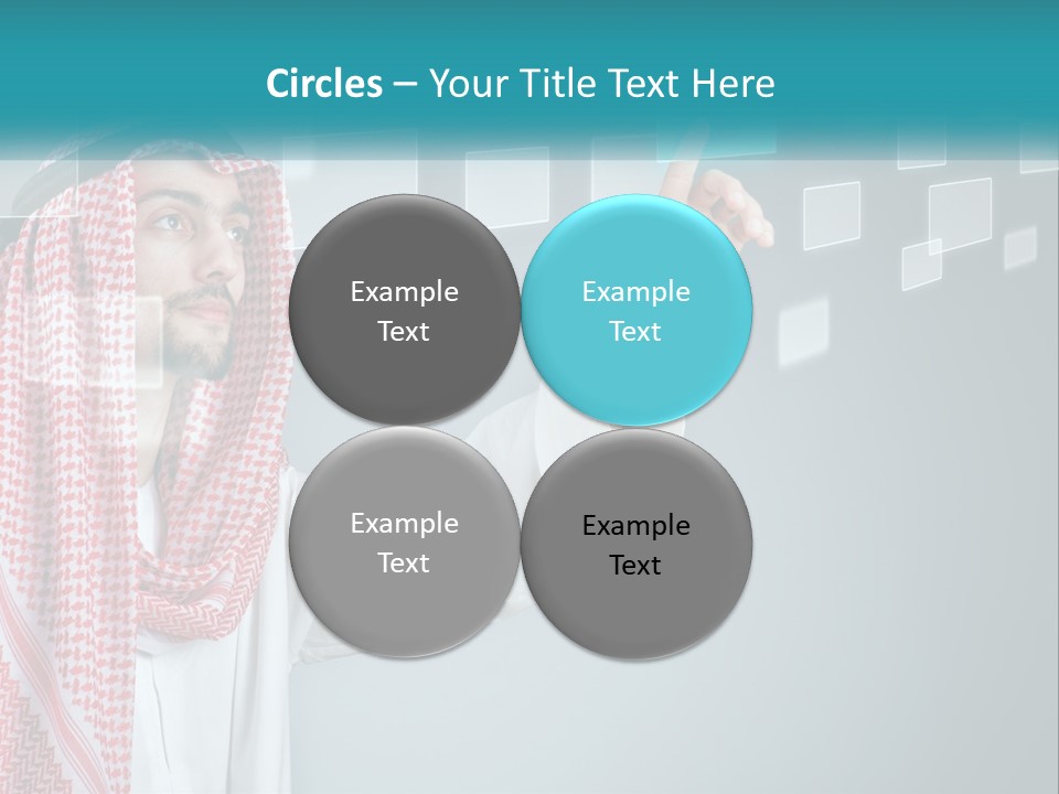 A Man In A Headscarf Is Pointing To A Screen PowerPoint Template