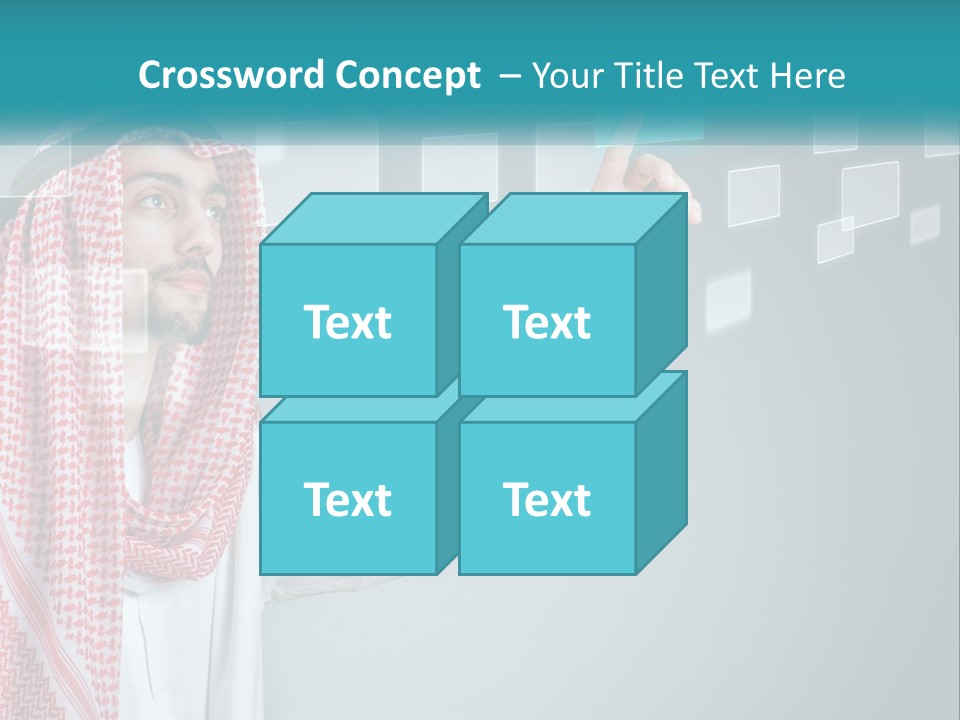 A Man In A Headscarf Is Pointing To A Screen PowerPoint Template