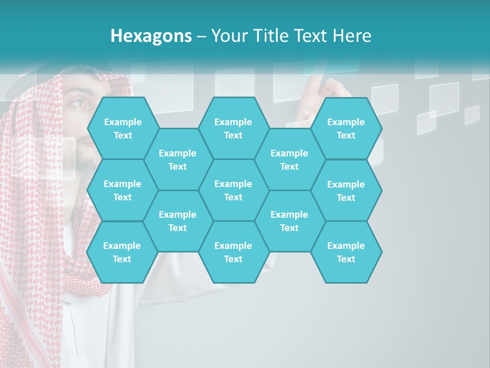 A Man In A Headscarf Is Pointing To A Screen PowerPoint Template