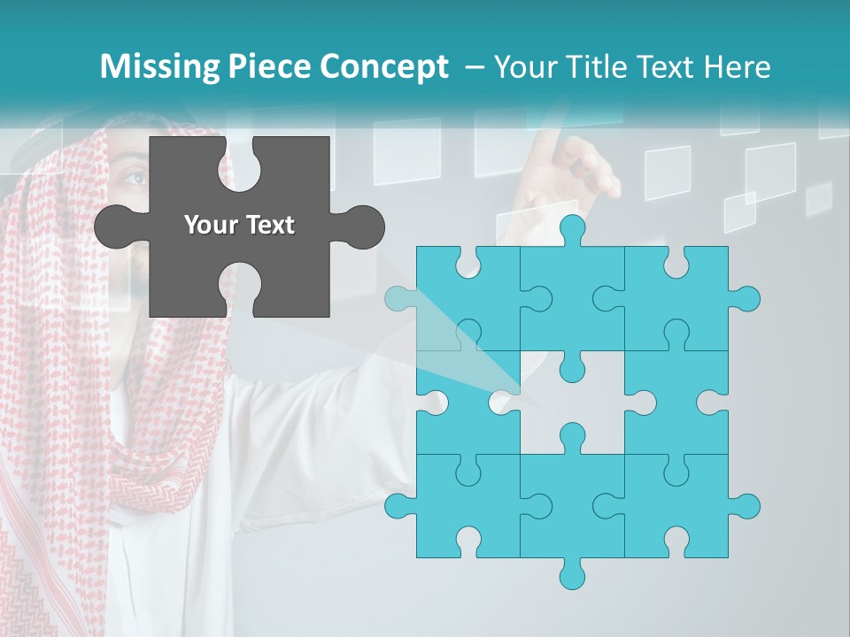 A Man In A Headscarf Is Pointing To A Screen PowerPoint Template