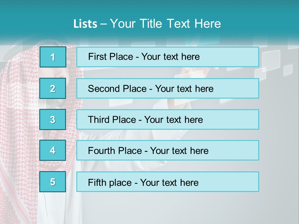 A Man In A Headscarf Is Pointing To A Screen PowerPoint Template