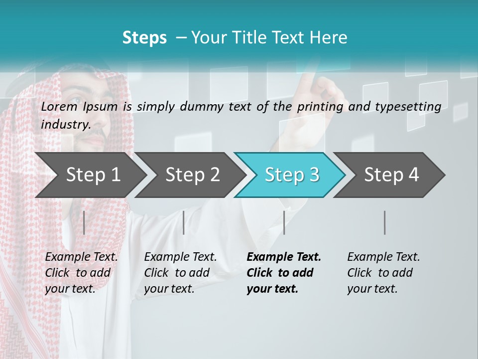 A Man In A Headscarf Is Pointing To A Screen PowerPoint Template