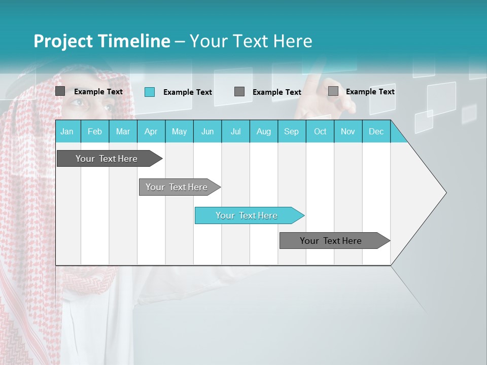 A Man In A Headscarf Is Pointing To A Screen PowerPoint Template