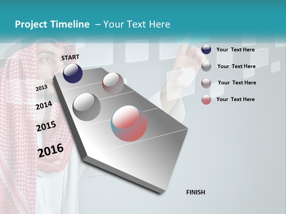 A Man In A Headscarf Is Pointing To A Screen PowerPoint Template