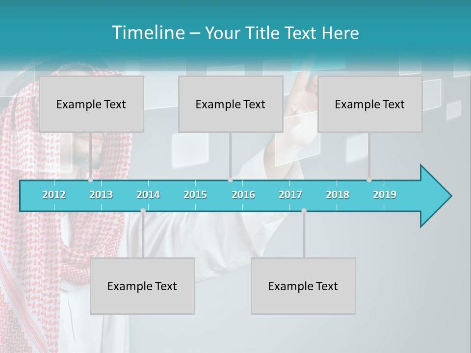 A Man In A Headscarf Is Pointing To A Screen PowerPoint Template