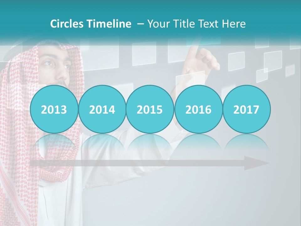 A Man In A Headscarf Is Pointing To A Screen PowerPoint Template