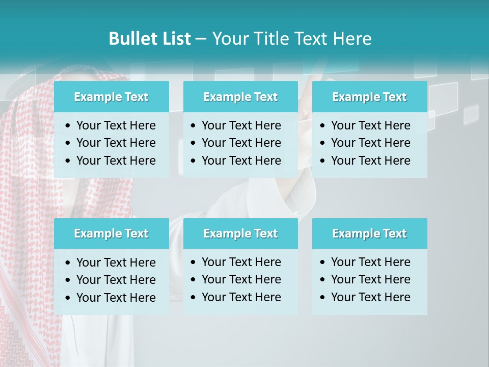 A Man In A Headscarf Is Pointing To A Screen PowerPoint Template