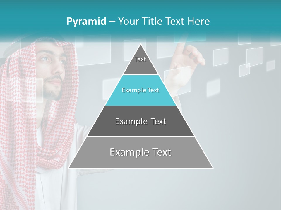 A Man In A Headscarf Is Pointing To A Screen PowerPoint Template