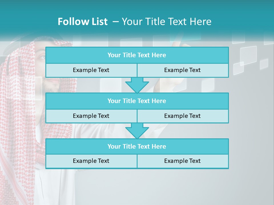 A Man In A Headscarf Is Pointing To A Screen PowerPoint Template