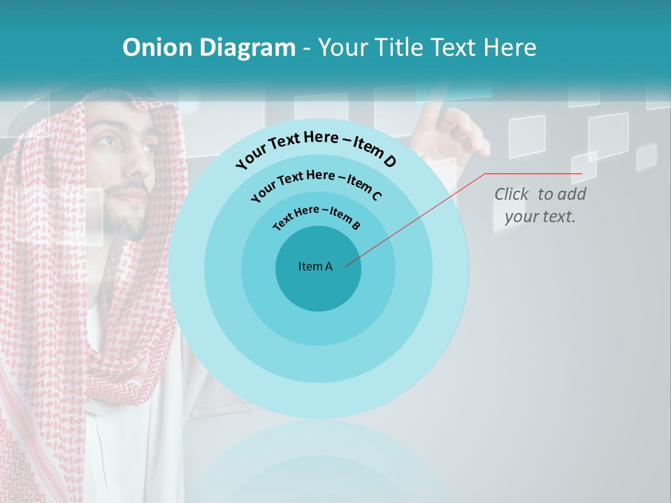 A Man In A Headscarf Is Pointing To A Screen PowerPoint Template