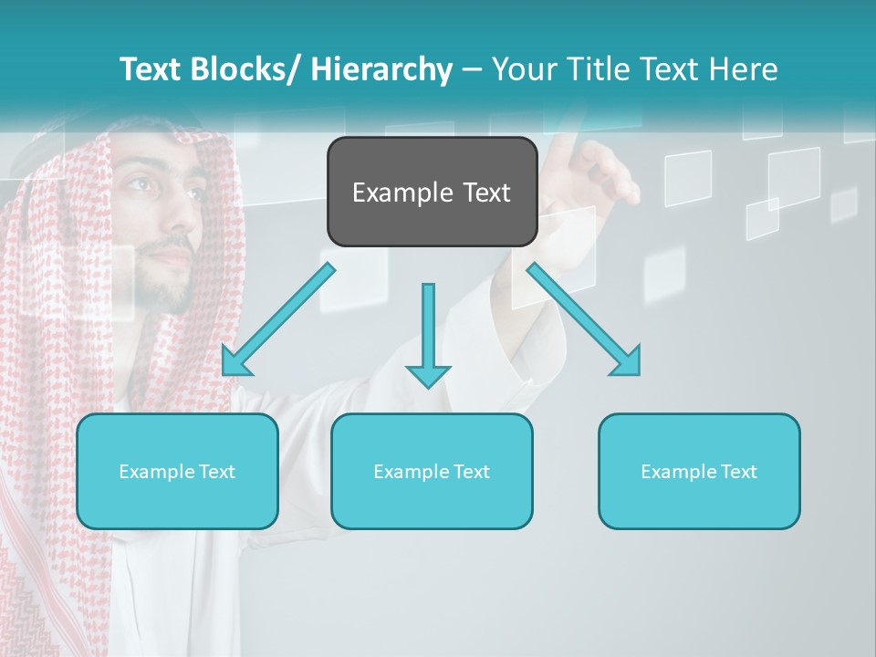 A Man In A Headscarf Is Pointing To A Screen PowerPoint Template