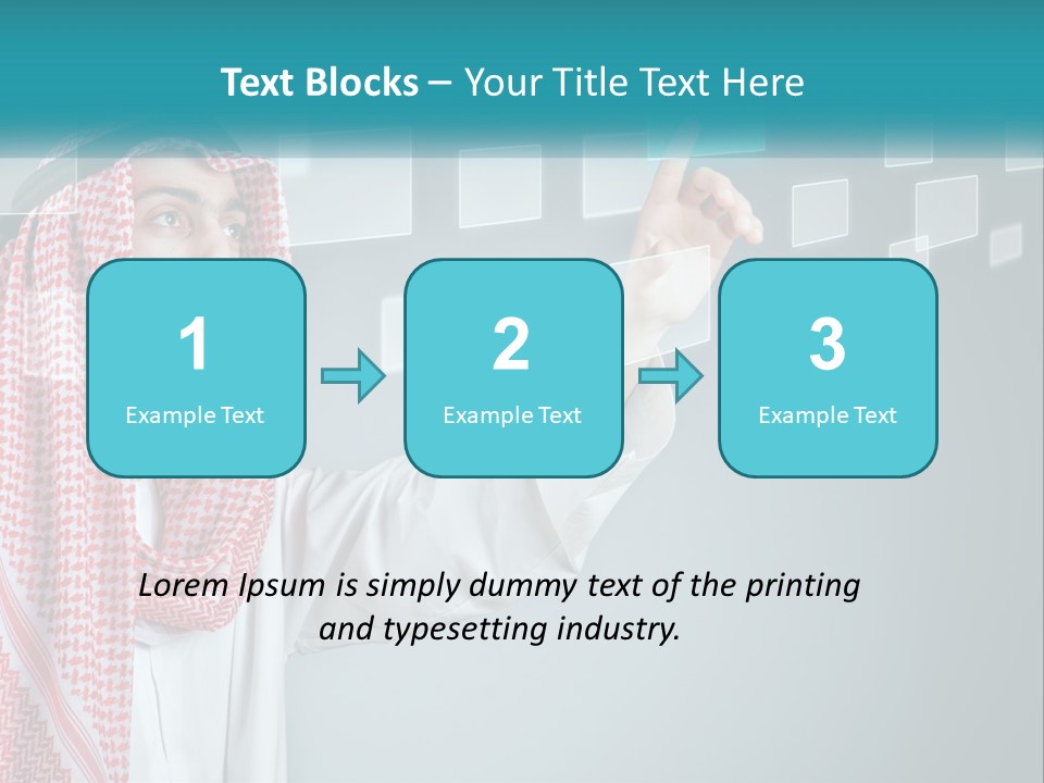A Man In A Headscarf Is Pointing To A Screen PowerPoint Template