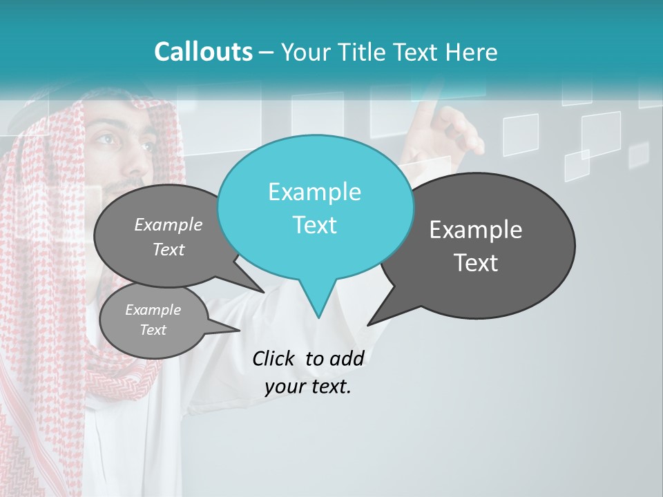 A Man In A Headscarf Is Pointing To A Screen PowerPoint Template