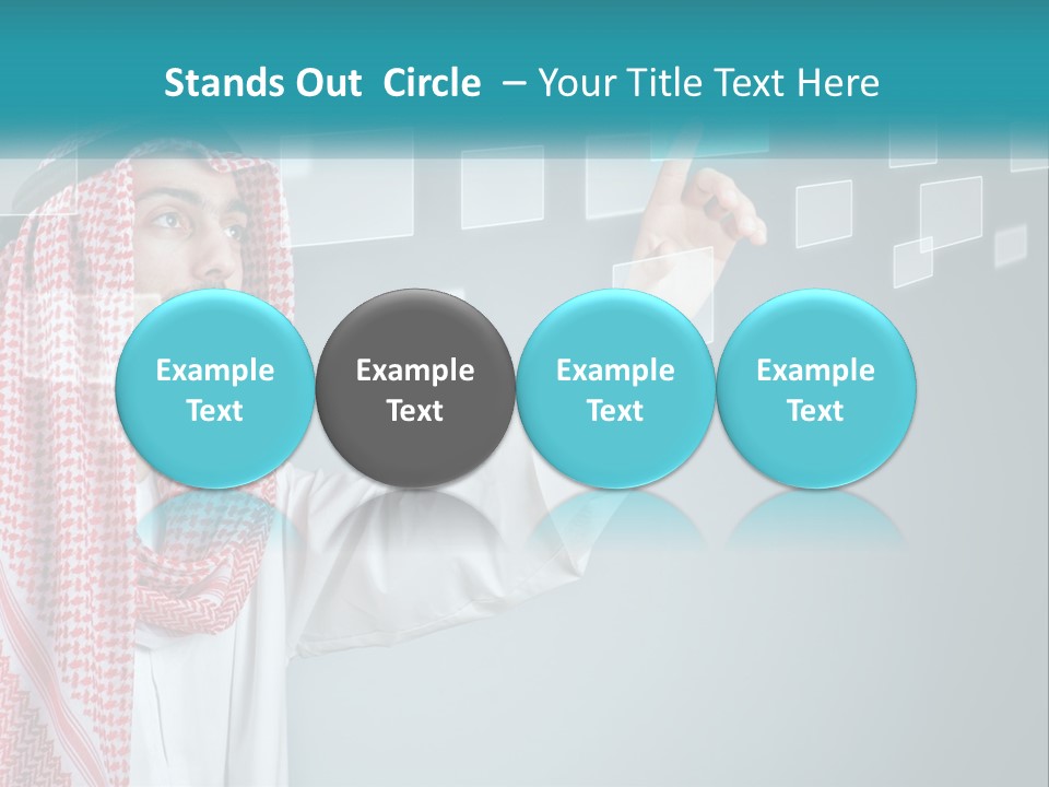 A Man In A Headscarf Is Pointing To A Screen PowerPoint Template