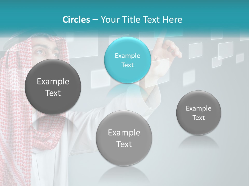 A Man In A Headscarf Is Pointing To A Screen PowerPoint Template