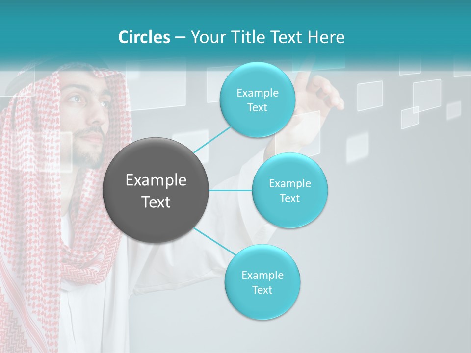 A Man In A Headscarf Is Pointing To A Screen PowerPoint Template