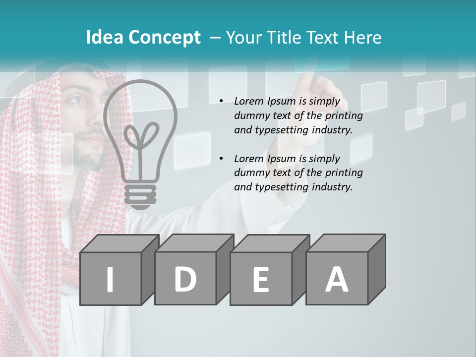 A Man In A Headscarf Is Pointing To A Screen PowerPoint Template