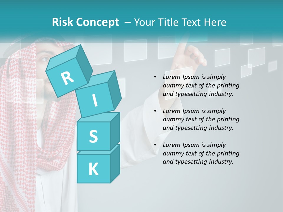 A Man In A Headscarf Is Pointing To A Screen PowerPoint Template