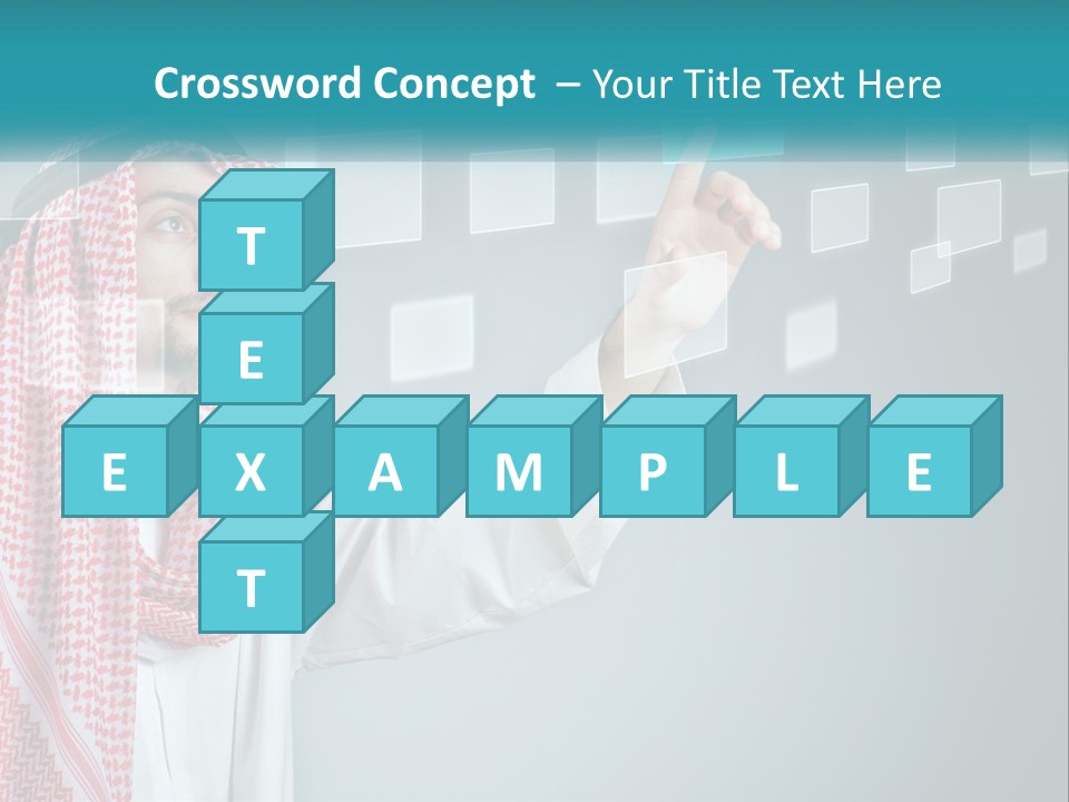 A Man In A Headscarf Is Pointing To A Screen PowerPoint Template