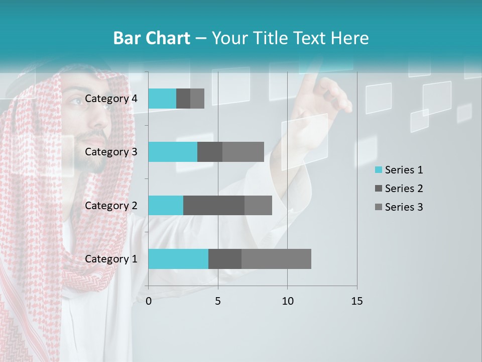 A Man In A Headscarf Is Pointing To A Screen PowerPoint Template