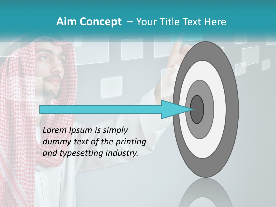 A Man In A Headscarf Is Pointing To A Screen PowerPoint Template