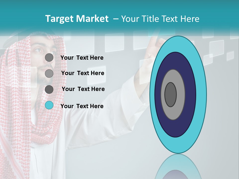 A Man In A Headscarf Is Pointing To A Screen PowerPoint Template