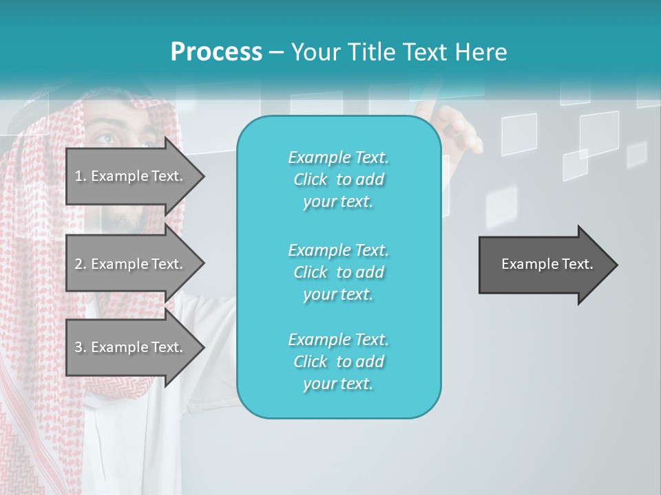 A Man In A Headscarf Is Pointing To A Screen PowerPoint Template