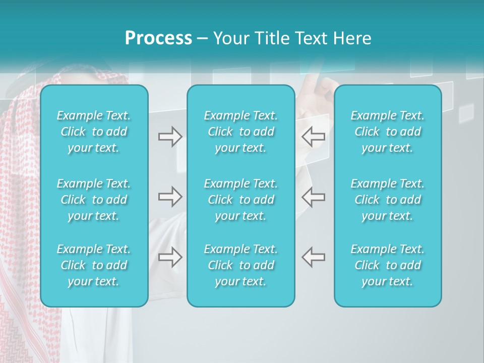 A Man In A Headscarf Is Pointing To A Screen PowerPoint Template
