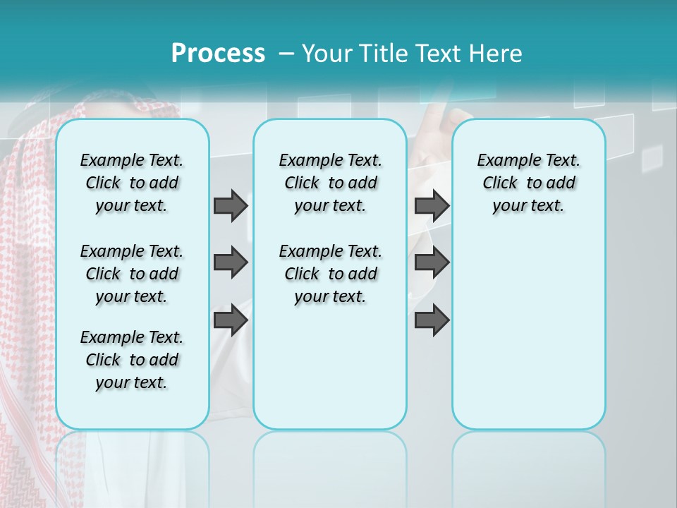 A Man In A Headscarf Is Pointing To A Screen PowerPoint Template