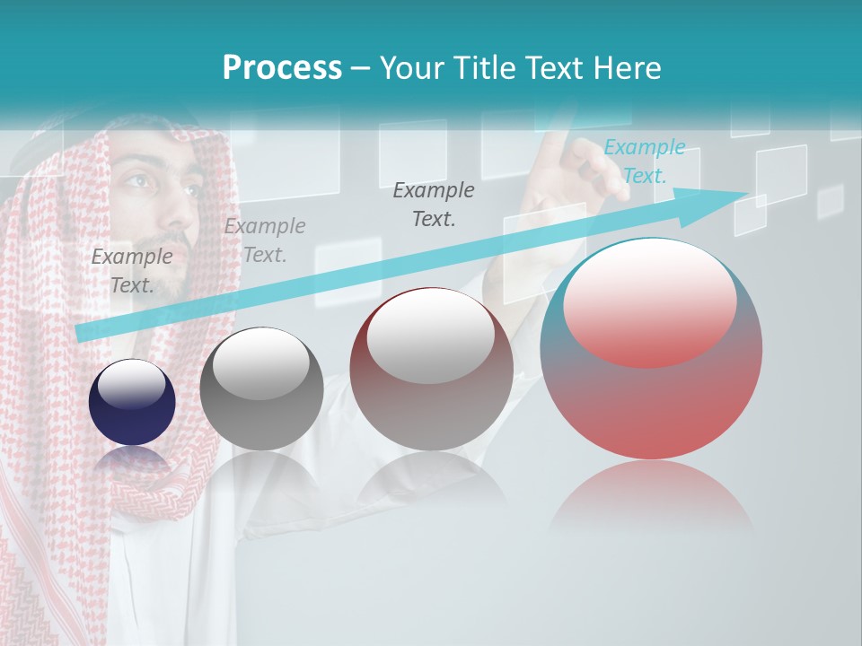 A Man In A Headscarf Is Pointing To A Screen PowerPoint Template