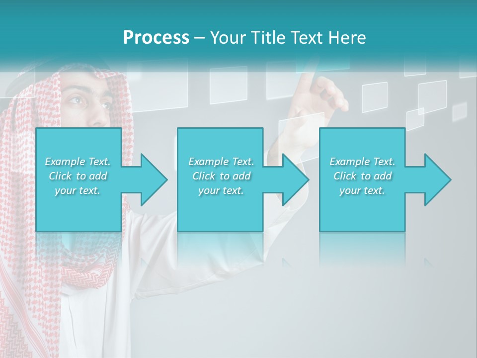 A Man In A Headscarf Is Pointing To A Screen PowerPoint Template