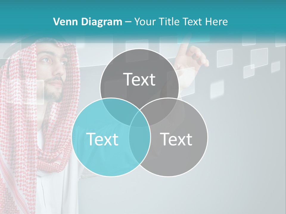 A Man In A Headscarf Is Pointing To A Screen PowerPoint Template