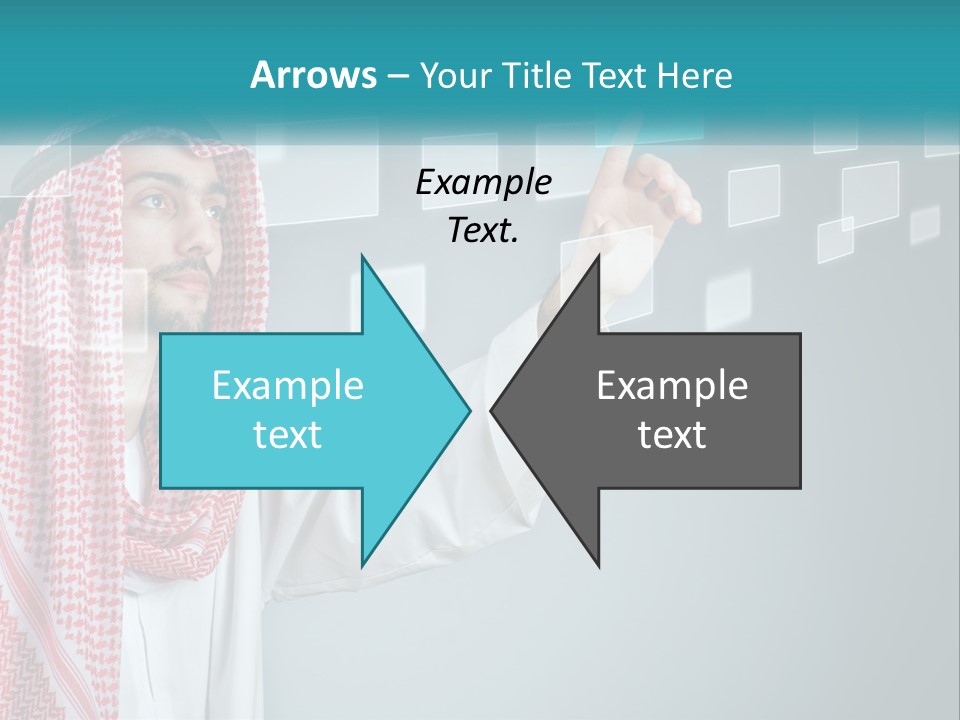 A Man In A Headscarf Is Pointing To A Screen PowerPoint Template