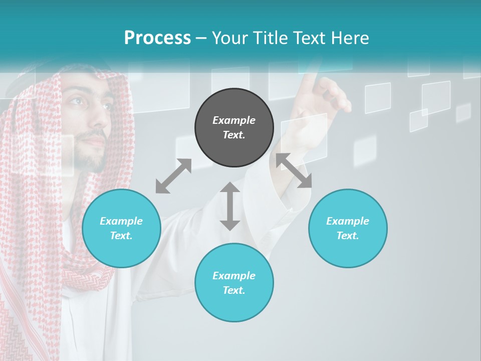 A Man In A Headscarf Is Pointing To A Screen PowerPoint Template