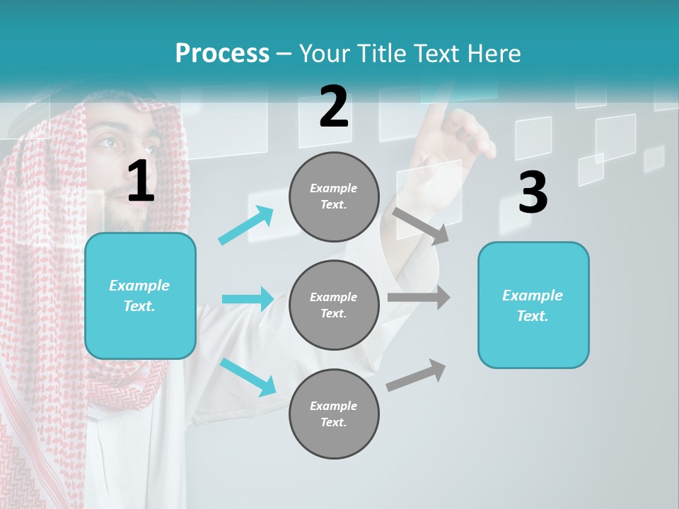 A Man In A Headscarf Is Pointing To A Screen PowerPoint Template