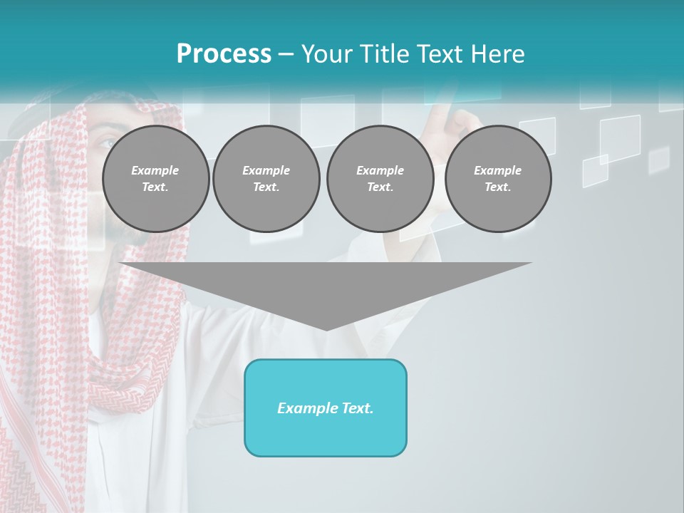 A Man In A Headscarf Is Pointing To A Screen PowerPoint Template