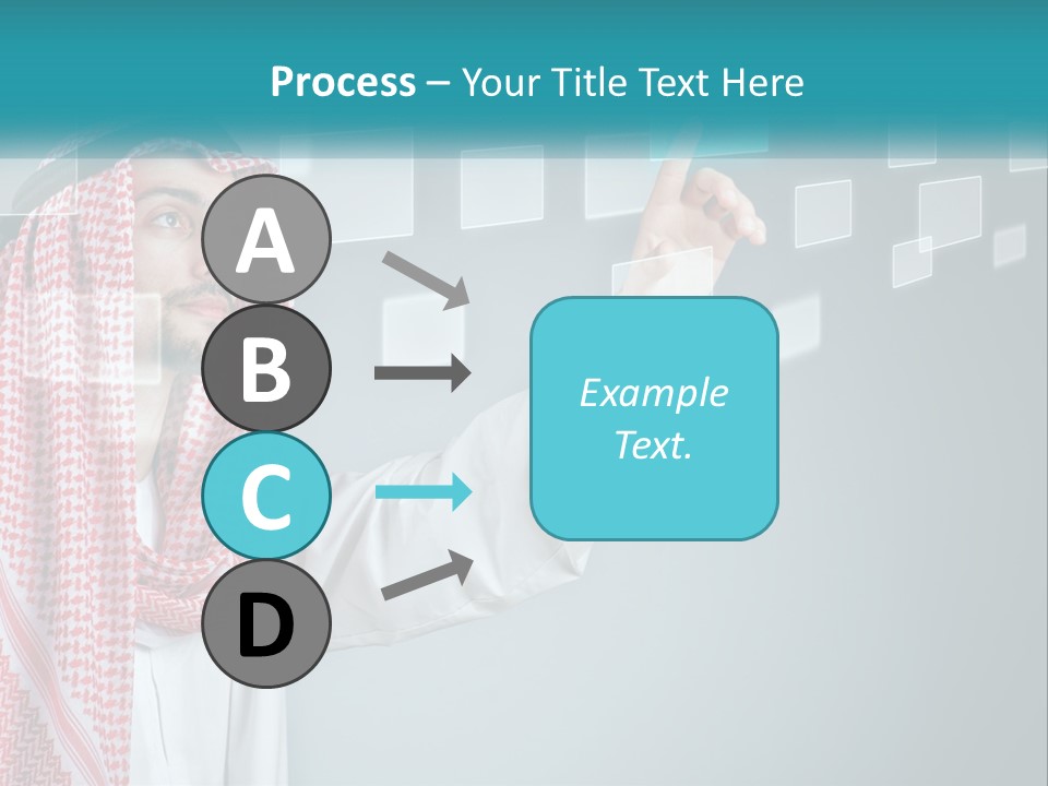 A Man In A Headscarf Is Pointing To A Screen PowerPoint Template