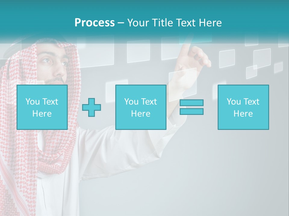 A Man In A Headscarf Is Pointing To A Screen PowerPoint Template