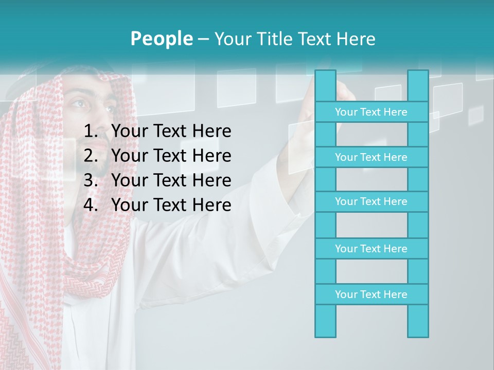 A Man In A Headscarf Is Pointing To A Screen PowerPoint Template
