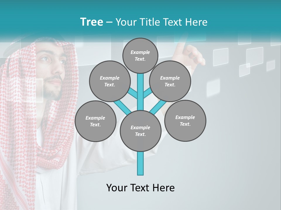 A Man In A Headscarf Is Pointing To A Screen PowerPoint Template