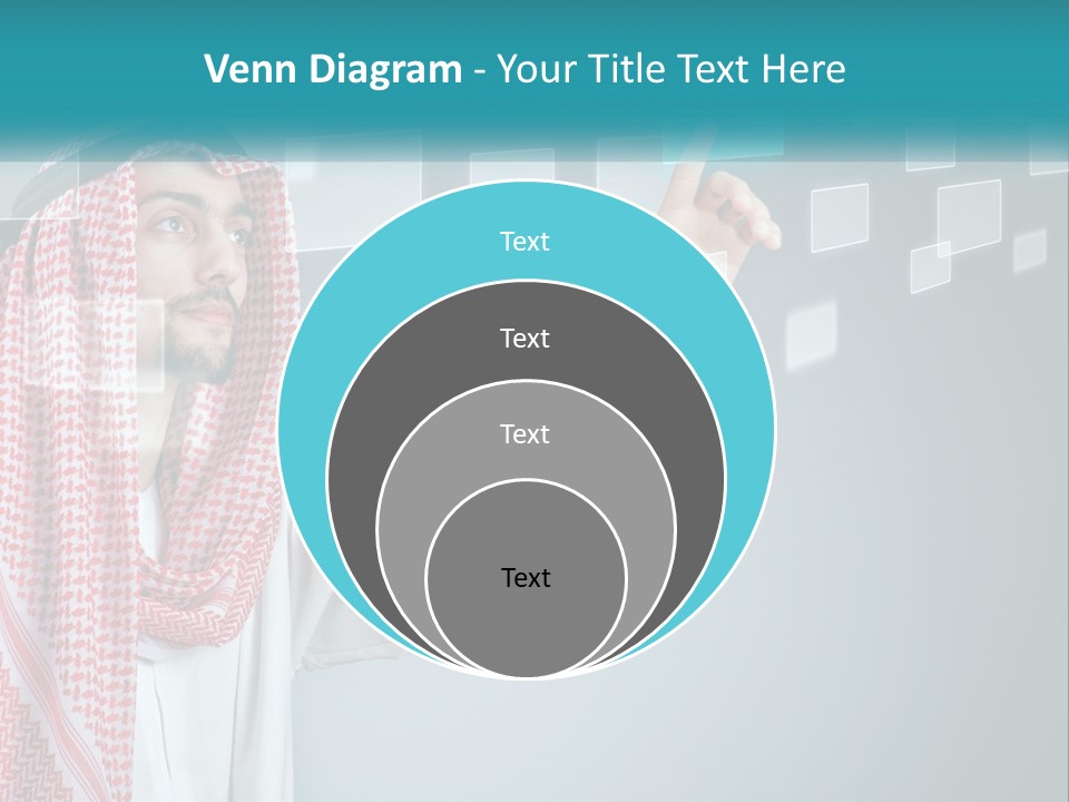 A Man In A Headscarf Is Pointing To A Screen PowerPoint Template