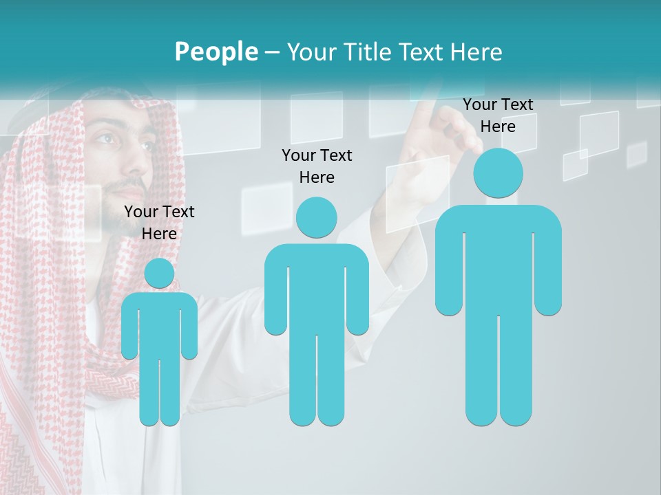 A Man In A Headscarf Is Pointing To A Screen PowerPoint Template