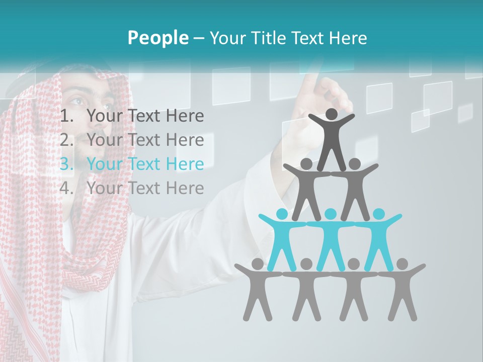 A Man In A Headscarf Is Pointing To A Screen PowerPoint Template