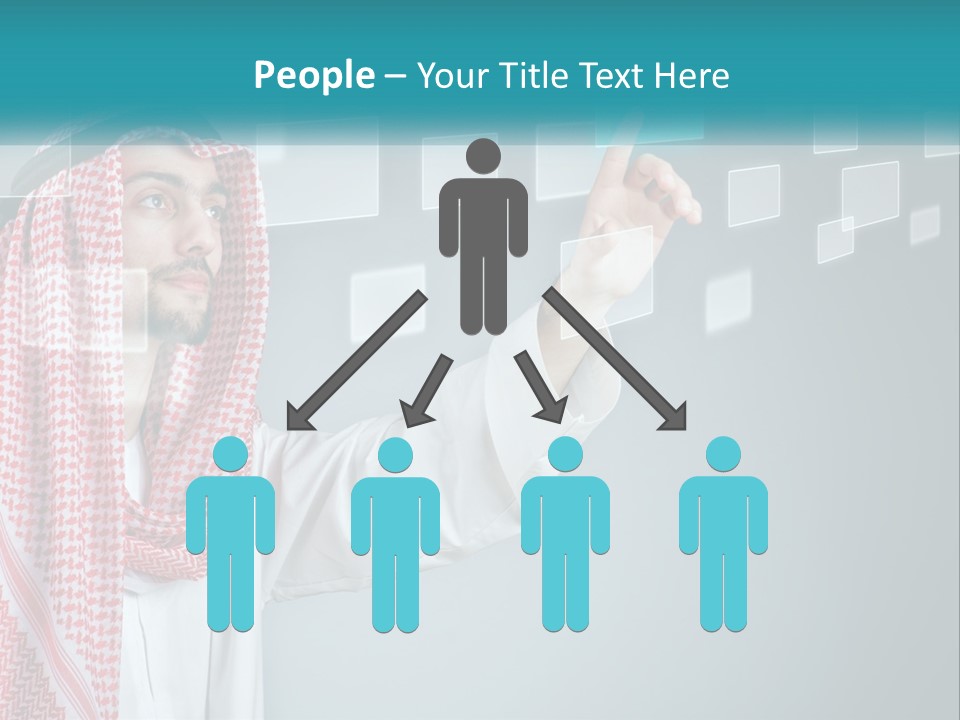 A Man In A Headscarf Is Pointing To A Screen PowerPoint Template